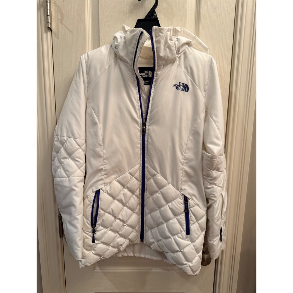 The North Face White Down Puffer Jacket Hooded Quilted Winter Coat Women Small